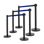 VIP Crowd Control Retractable Belt Stanchion Queue Safety Barrier Set,36" Ht, 78" Blue Belt + Wall Bracket (6 Posts+WBracket)
