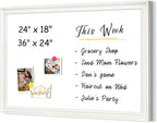 4 THOUGHT Dry Erase Board, 24 x 18 in Magnetic Whiteboard Wood Frame Wall-Mounted White Board Decorative Planner Notice Board for School, Office, Home, 8 Magnets 4 Markers 1 Eraser, White