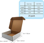 10x10x3 inch Shipping Boxes, White Corrugated Cardboard Box Literature Mailing Shipping Packaging Recyclable Storage Boxes and Craft Gifts Giving Products Business White Box Set of 25 (10''x10''x3'')