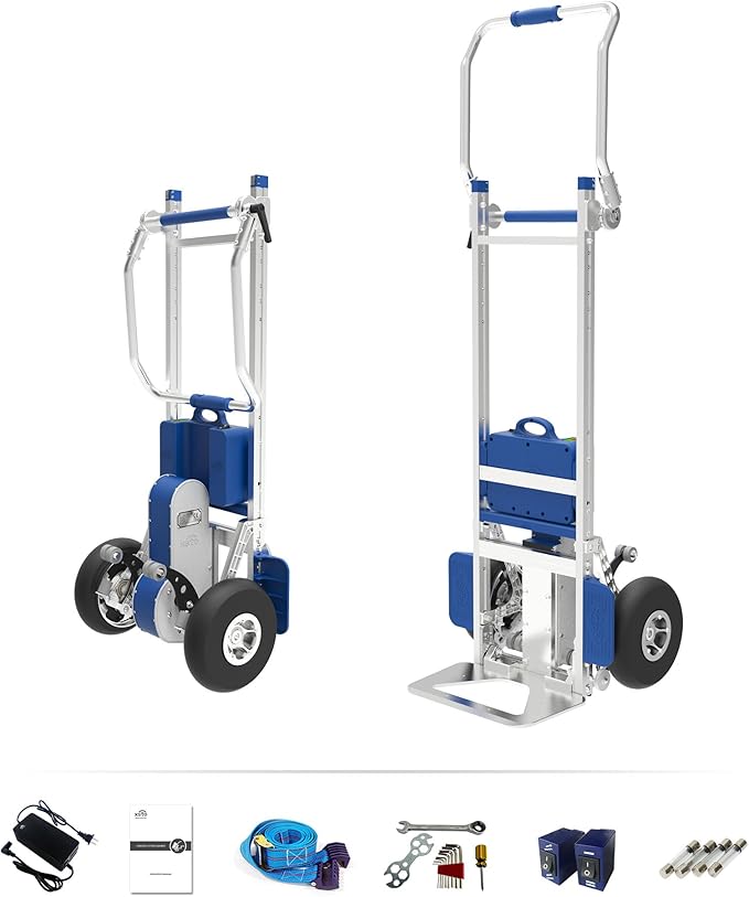ZW7250GC Electric Stair Climber, 550lb Load Capacity Heavy Duty Stair Climbing Cart Aluminum Powered Stair Climbing Hand Truck with Foldable Handle Solid Wheel Brake System