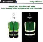 BeautyWill Custom Logo Safety Vest Class2 High Visibility Reflective Vest Breathable Construction Vest
