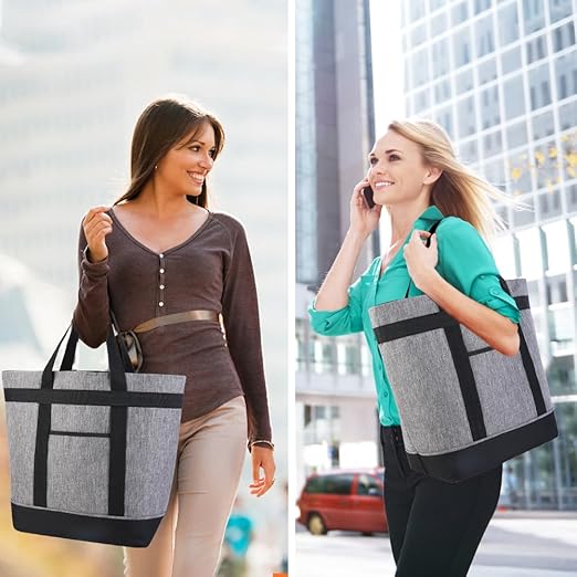 Insulated Reusable Tote Bag for Grocery Shopping for Women, Insulated Pizza/Food Delivery Bag to Keep Food Cold/Hot, Waterproof PRO, Grey, 1PK