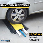 Kable Kontrol Atlas Heavy Duty Cable Protector Ramp - 3 Channel - 1 Pc - 36” Long Black & Yellow – 44000 Lbs Capacity - Rubber Speed Bump Wire Protector Cord Cover – CP9986