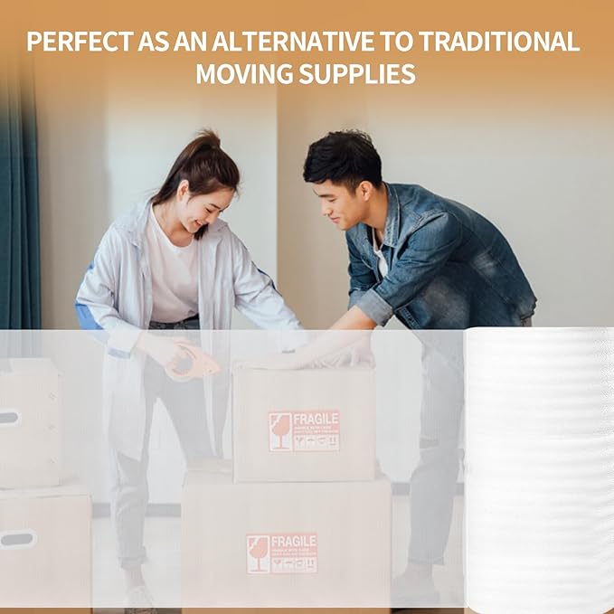 XYH Packing Foam Rolls,14 "Wide X 160' Length Foam Wrap Rolls, Moving, Shipping, Glasses, China, Dishes, Stuffing of Carton, with 60 Pcs Fragile Stickers.