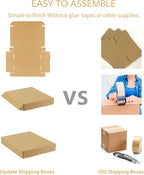 Trwcrt Shipping Boxes 13x10x2 Set of 20, Corrugated Cardboard Box for Packing Small Business, Brown