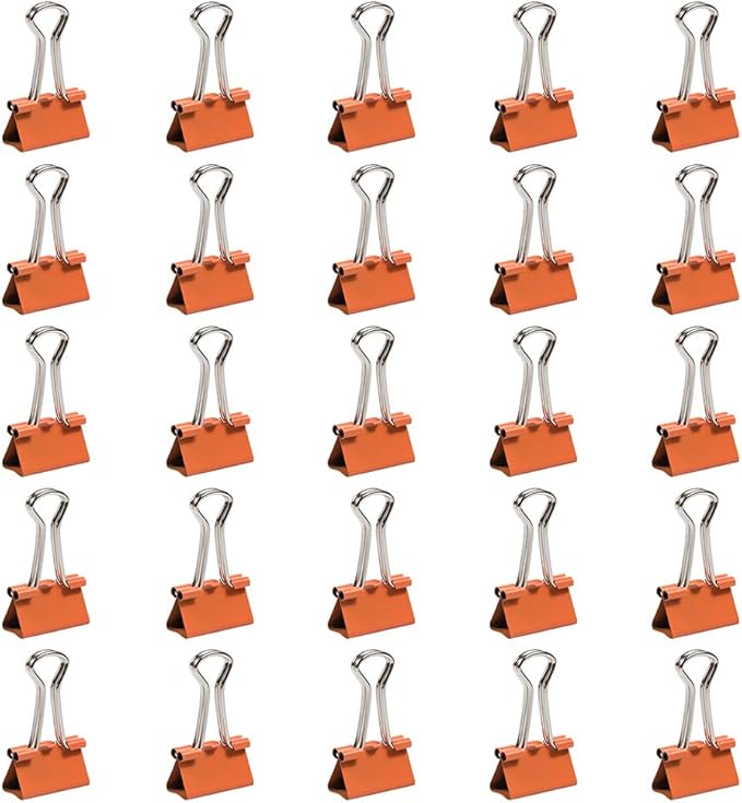 JAM PAPER Colorful Binder Clips - Small - 3/4 Inch (19 mm) - Orange Binderclips - 25/Pack