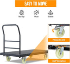 Heavy Duty Platform Truck, Industrial Panel Truck Cart 360 Degree Swivel Wheels, Flatbed Cart Add Reinforcing Steel Bar with 2500 Lbs Capacity, 47X 24 Inch
