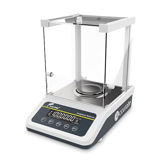 LAB FISH Analytical Balance 220g x 0.1mg Scale High Precision 0.0001g Accuracy Digital Lab Scale Internal & External Calibration for Laboratory Pharmacy Jewelry