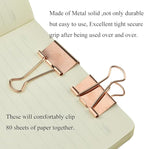 HAHIYO Binder Clips Paper Clamp Spring Steel Sturdy Medium 1.26 inch Width 0.39 Inch Capacity No Sharp Edges Heavy Duty Tight Grip Reusable Rose Gold Metal Bright Finish for Home Office School 13 Pack