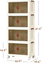 4 Tier Plastic Stackable Storage Bins and Boxes Organizer, Foldable Containers, Stackable Closet Organizers, Collapsible Boxes, White (4 Tier, 25.8″)