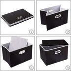PRANDOM Large Foldable Storage Boxes with Lids [5-Pack] Organizer Containers Baskets Cube with Cover for Home Bedroom Closet Office Black17.7x11.8x11.8 For 6+ Year Old Boys and Girls