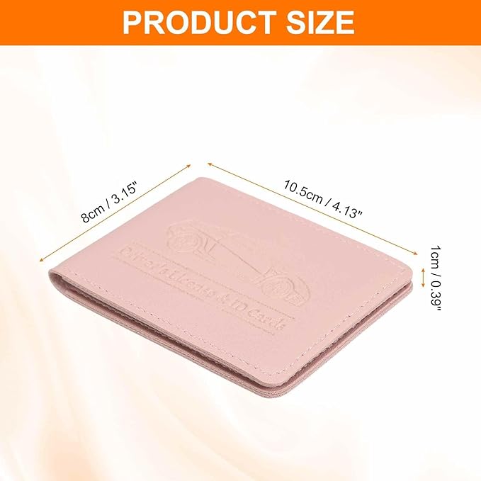 HARFINGTON Car Registration and Insurance Holder PU Leather Vehicle Glove Box Organizer Storage Accessories Car ID Holder with 4 Pockets for License ID Card Bank Card Documents, Pink