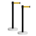 Crowd Control Warehouse - CCW Set of 2 Retractable Belt Barrier Stanchion, Water Fillable Base MSH630-11 Foot Belt, Yellow with Black PVC Plastic Post