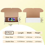 WIFTREY 12x4x4 Small Shipping Boxes set of 25, White Corrugated Cardboard Box 12''L x 4''W x 4'' H for Mailing Packing Shipping