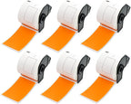 BETCKEY - Shipping/Name Badge Labels Replacement for Brother DK-1202 (2.4 in x 3.9 in), Compatible with Brother QL Label Printers [6 Rolls/1800 Labels, Orange]