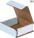 Secure Seal Shipping Boxes - 3x3x1" Mailers - White Foldable Corrugated Cardboard Packaging for Mailing, Moving, Storage, and Organizing - Strong Lightweight Foldable (Bulk 100 Pack)