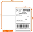 SJPACK 5000 Half Sheet Shipping Labels for Laser/Inkjet Printers - 5-1/2" X 8-1/2" Blank White Labels