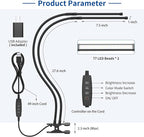 iZELL Desk Lamp, [2 LED Tube] Desk Lamps for Home Office with Clamp, Flexible Gooseneck LED Book Light, Easy Clip on Reading Lights for Bedrooms Beside Table Headboard College Dorm Bed Room - Black