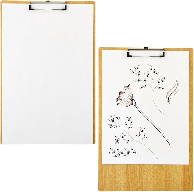 Extra Large Clipboard Pack - 4 Tabloid Clipboards, Extra Large 11.5 x 17.5 in Wooden Ledger - Solid Hardwood & Metal Low-Profile Clip with Hook for Classroom & Office Use