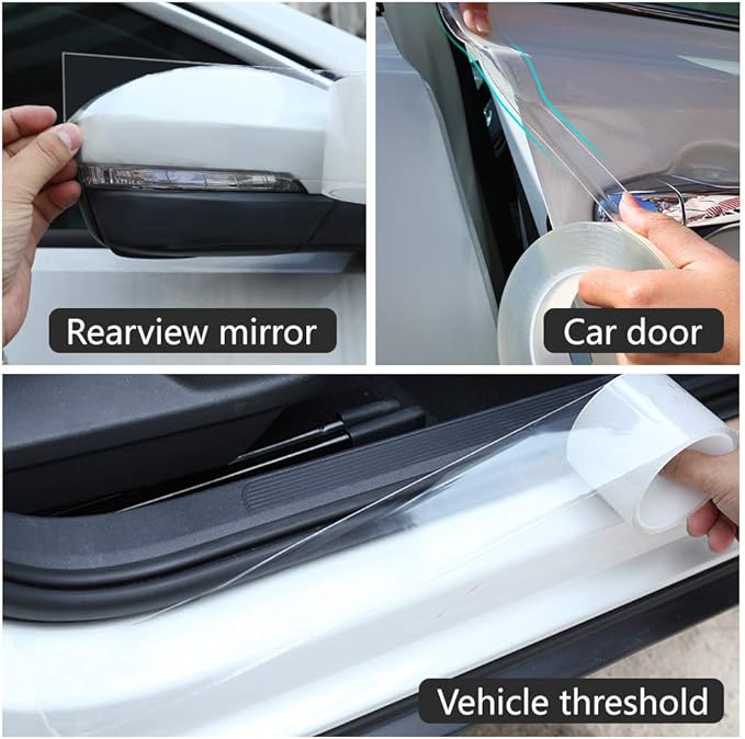 MYFAMIREA Car Door Invisible Anti-Collision Self Adhesive Seal Strip Seal Weather Strip Scratch Resistant Transparent Fit for Most Car, Protect The Car Body and Door (16.4Ft x 4In)