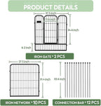 ZXMOTO Decorative Garden Fence 12 Pack for Dogs 32in (H) x 28ft (L) with Lock,Metal Wire Fencing Border Animal Barrier,Flower Bed Border for Landscape Patio Yard Outdoor