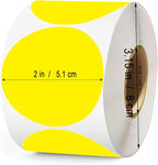 2 Inch Yellow Round Thermal Labels,600 Labels/Roll,Self-Adhesive Circle Inventory Stickers, Multi-Purpose Round Roll Thermal Printing Stickers for Business and Domestic Use