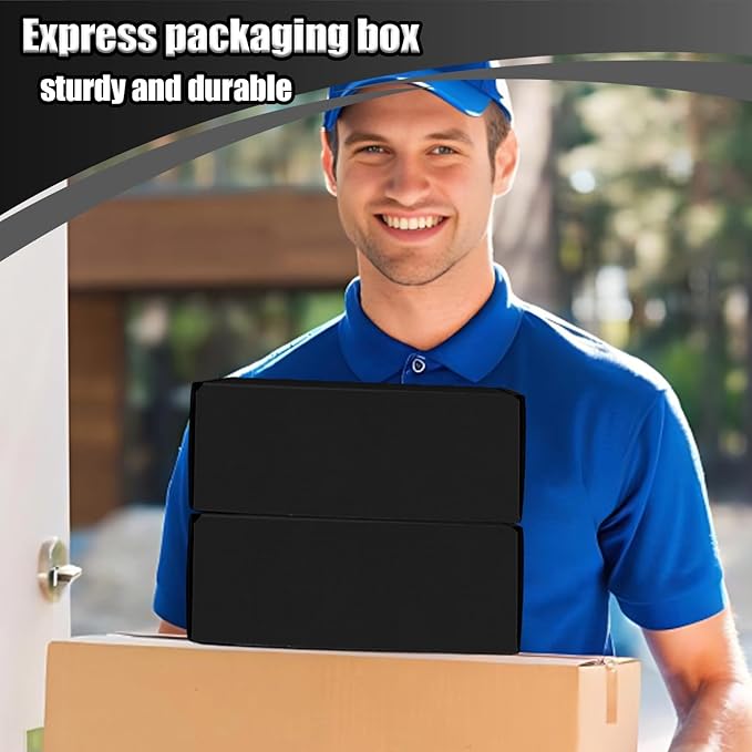 Small Shipping Boxes, 50 Pack Cardboard Box Corrugated Mailer Boxes Small Corrugated Boxes For Shipping Packaging Craft Gifts Giving Products, 6 x 4 x 1.6 Inches (Black)