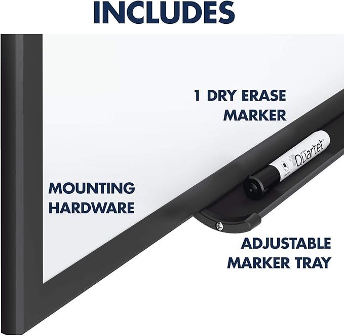 Quartet Magnetic Dry Erase White Board, 3' x 2 Whiteboard, Nano-Clean Surface Resists Ink Stains, Black Aluminum Frame (SM533B)