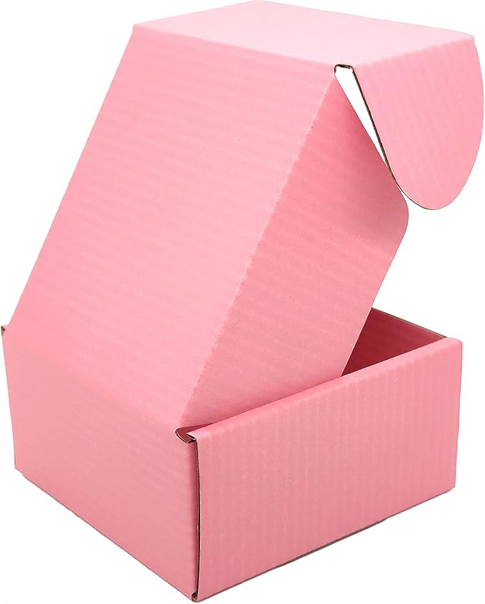 Small Pink Shipping Boxes for Small Business Pack of 25-4x4x2 inches Cardboard Corrugated Mailer Boxes for Shipping Packaging Craft Gifts Giving Products