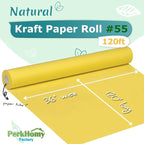 PerkHomy 36" x 1,440" (120') Lemon Yellow Kraft Paper Roll for Craft Bulletin Board Paper Art Table Covering Crafting Gift Wrapping Bouquet Packing Parcel 80GSM 55LB (Lemon Yellow, 36" x 120')