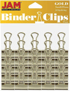 JAM PAPER Colorful Binder Clips - Small - 3/4 Inch (19 mm) - Gold Binderclips - 25/Pack