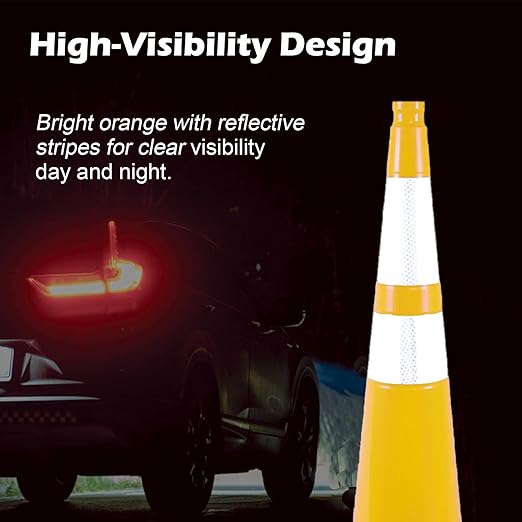 360 Pack 36" Yellow Traffic Cones with Black Base – Bulk Safety Cones for Large Construction Projects, Parking Lots, and Event Use (360, Yellow, 36 Inch)