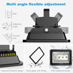 200W LED Flood Lights 6000K Daylight White Lighting Fixtures Super Bright 20000lm Outdoor Security Lights IP66 Waterproof 110-285V Commercial Industrial Lighting Fixtures