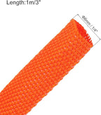 MECCANIXITY Braided Cable Sleeves Heat Shrinkable Fabric Sleeving, 1/4" 3ft Orange 2:1 Ratio Heat Shrinkable Cord Protector for Harness Cable, Network Cable Protection, Cable Management