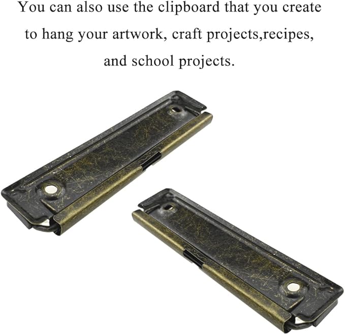 HAHIYO 4.72 Inches Vintage Bronze Metal Mountable Clipboard Clips - 5 Pack, Durable Spring Loaded Clip with Rubber Grips and Rivets Document File Wood Plastic Clip Board for Office School Home
