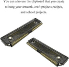 HAHIYO 4.72 Inches Vintage Bronze Metal Mountable Clipboard Clips - 5 Pack, Durable Spring Loaded Clip with Rubber Grips and Rivets Document File Wood Plastic Clip Board for Office School Home