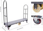 Gray Heavy Duty U-Boat Platform Truck Cart - 2000LBS Capacity 15.7x64.6in Steel Flatbed with 6 Casters, Foot Brake & Removable Handles for Warehouse/Storage Room