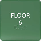 6" X6" Floor 6 Sign - ADA Compliant Tactile Graphics Grade 2 Braille Text Acrylic Wall Signs - Directional Assistance, Floor Number Safety Sign for Office, school Hospital, Apartment