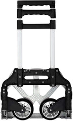 Mount-It! Folding Hand Truck and Personal Dolly, Foldable Aluminum Trolley Cart, 165 Lb Capacity Heavy Duty Dolly with Wheels of Rubber for Moving, Comfortable Telescoping Handle for Indoor Outdoor