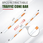 BESEA 8pack Traffic Cone Bar 4 to 9FT Retractable Bars Perfect for Driveway Parking Lot Control Site and Other Public Places