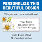 Personalized Return Address Labels - Charming Daisies Flowers - 60-1000 Custom Self-Adhesive Stickers