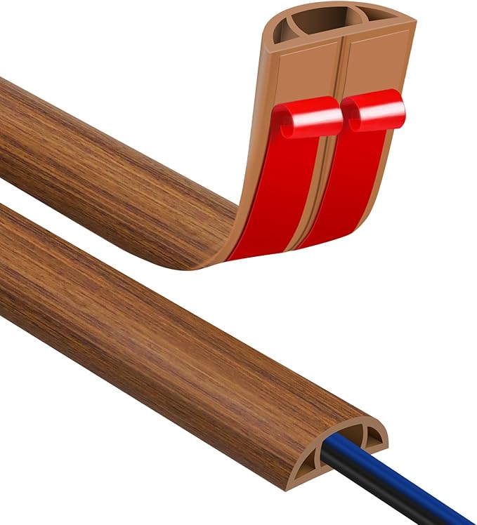 Floor Cord Covers for Wires 20FT Cable Hider Wire Cover Self Adhesive Cord Hider Floor for Offices, Homes, Workshops, Warehouses Cable Cavity 0.39" W x 0.27" H