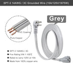 KUNCAN Appliance Power Extension Cord - 3 Prong Flat Wire SPT-3 14 AWG Heavy Duty Male to Female Extender Low Profile Grounded Cable for Major AC Unit, Air Conditioner, Refrigerator (12 Feet)