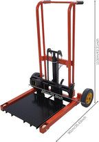 Hydraulic Material Lift 450 lbs Capacity, 36 Inch Lift Height Manual Stacker with 9" Casters, Mobile Hand Pallet Truck Lift Winch Stacker for Workshops, Warehouses, Factories, Homes