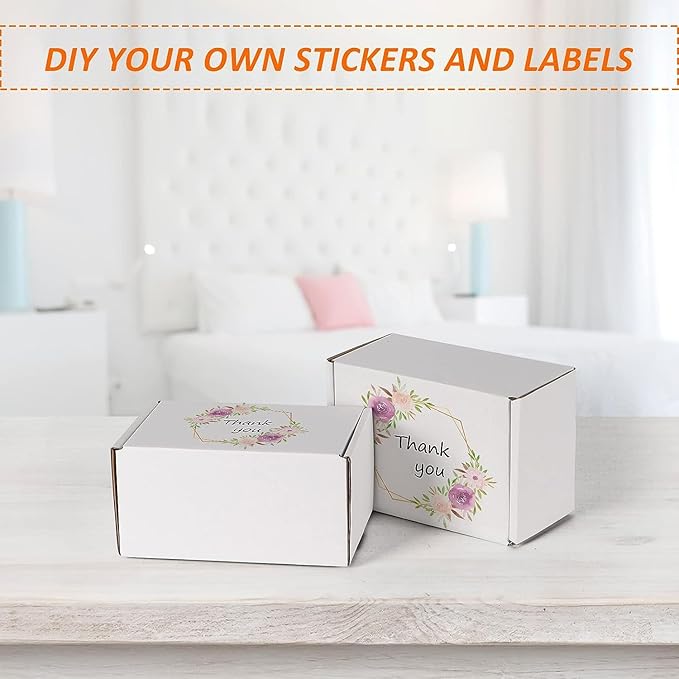 HORLIMER 6x4x3 inches Shipping Boxes Set of 50, White Corrugated Cardboard Box Literature Mailer