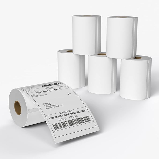 MFLABEL 4x6 Direct Thermal Shipping Labels - 6 Rolls, 220 Labels/Roll, Perforated Postage Paper with Alignment Hole, Compatible with 4XL LabelWriter 1744907 & 1755120, Rollo for USPS, UPS