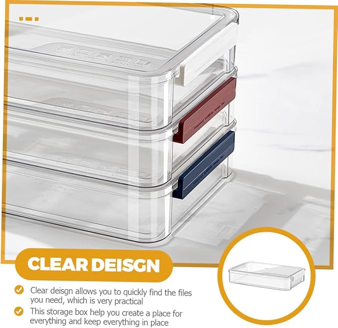 Transparent Stackable File Storage Box for Documents Pet Abs Plastic Organizer Case Clear Design for Easy Content Viewing Home Office School File Holder Small