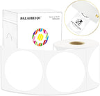 3 X 3 Inch Round Thermal Labels Circle Color Coding Labels Printable Waterproof 500PCS Round Stickers Adhesive Writable for Office, Home, Garage, DIY Sticker, Barcodes, Name Tag, White