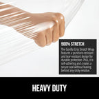 GORILLA GRIP 500% Stretch Film Heavy Duty Plastic, 1200ft Shrink Wrap Roll 17" Puncture Resistant, Industrial Strength for Shipping, Pallet Storing, Moving, Packing Furniture Protection 1 Pack Clear