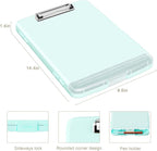 Piasoenc Clipboard with Storage, 8.5 x 11 Organization Box with Pen Holder and A4 Legal Paper Folder, Folio & Side-Opening, Low Profile Clip,for Nurses,Teachers, Size 14 x 9.6 x 1.2 in, Blue